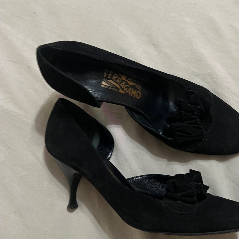 Ferragamo Black Suede Heels
